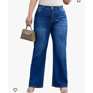 KISSPLUS  Wide Leg Jeans for Women High Waist Curvy Stretchy Denim Pants